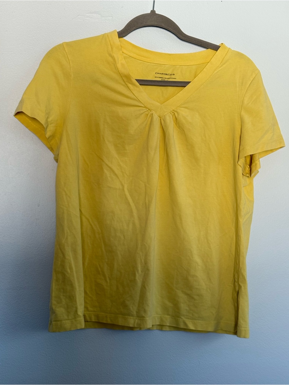 Charter Club Bright Yellow V-Neck Short Sleeve Tee